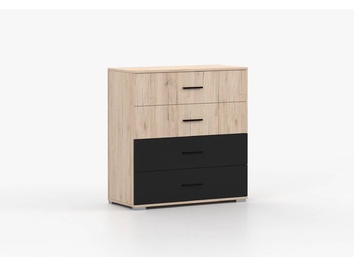 Kommode BARI 4S 90 cm San Remo Sand + Schwarz Semigloss San Remo Sand