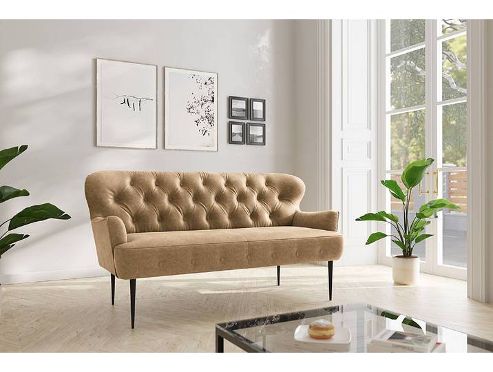 3-Sitzer Sofa Lodging Beige Microfaser Priya 193 x 97 x 87cm Landhaus
