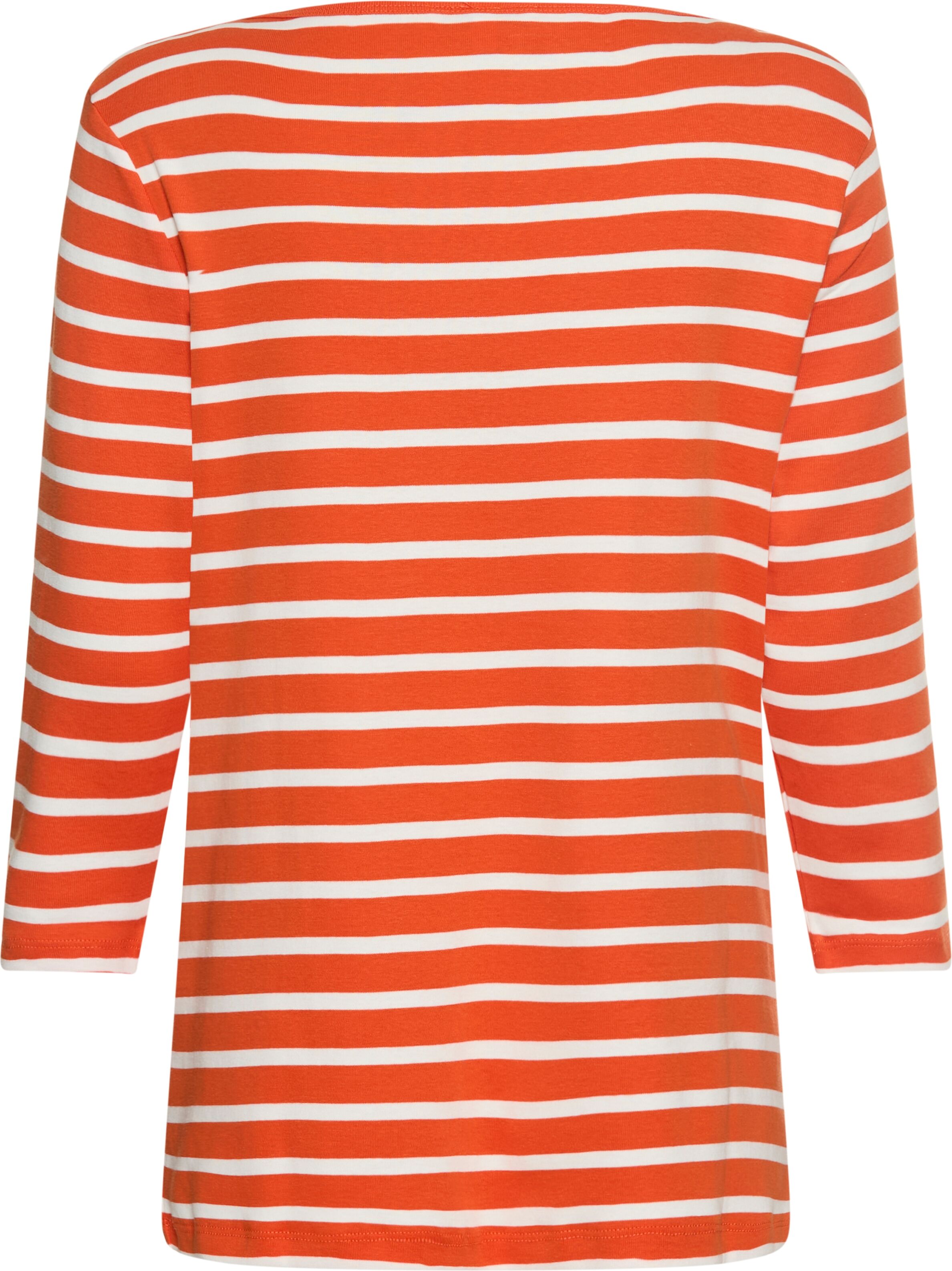 T-Shirt TOMMY HILFIGER CURVE "CRV SLIM CODY BOAT-NK 3/4SLV", Damen, Gr. 46, orange (classic breton orange, ecu), Single Jersey, Obermaterial: 100% Baumwolle, gestreift, slim fit normal, U-Boot-Ausschnitt, eng abgerundeter Saum, Shirts T-Shirt, in Grossen 