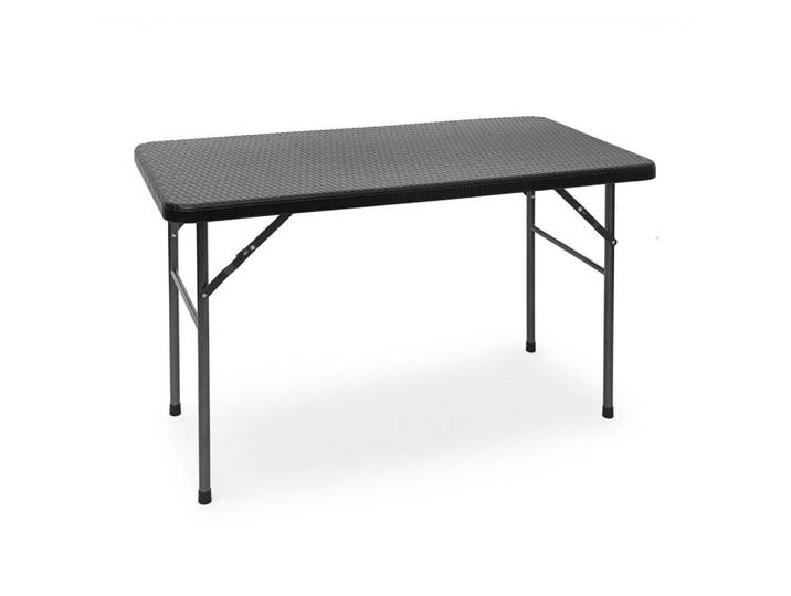 Relaxdays Gartentisch Schwarz klappbar, Kunststoff, Metall, 122x74x61.5 cm, Gartenmöbel, Gartentische, Gartentische