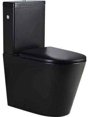 Jungborn WC-Kombination ONE Tiefspüler ohne Spülrand schwarz matt beschichtet Nano-Effekt (schmutzabweisend) mit WC-Sitz