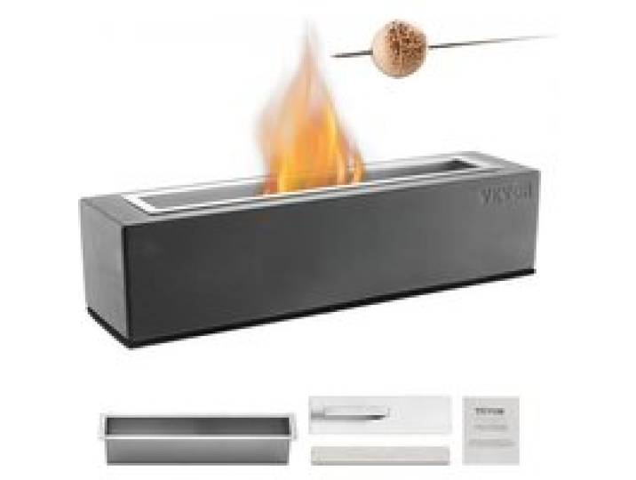 VEVOR Feuerstelle, 380 x 100 x 135 mm, Tischkamin aus Beton, Feuerkorb, Feuerschale für Reinigungsalkohol, Smores-Maker, für Terrasse & Balkon mit Feuerlöscherabdeckung, quadratisch, hellgrau