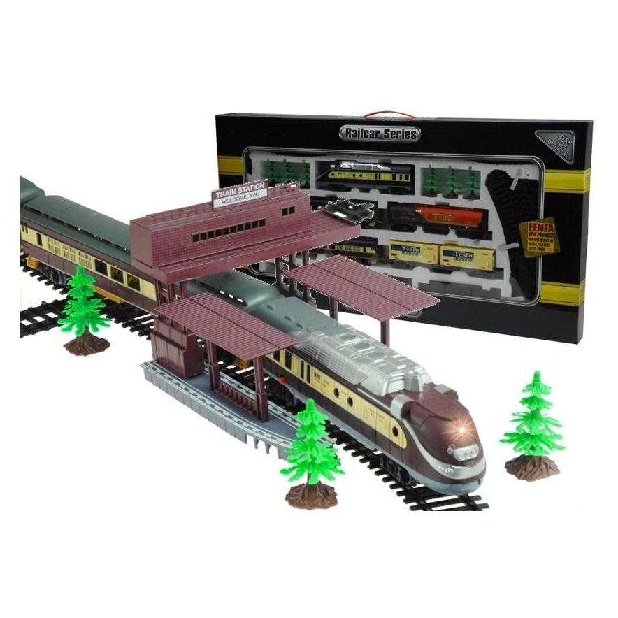 Lean Toys Kolejka 5 wagonów + rozjazdy (52871453)