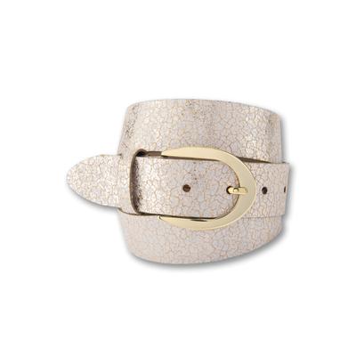 Ledergürtel BERND GÖTZ "Ledergürtel mit Metallicprint und Glanzeffekten", Damen, Gr. 90, beige (beige, gold), Rindsleder, Gürtel Ledergürtel