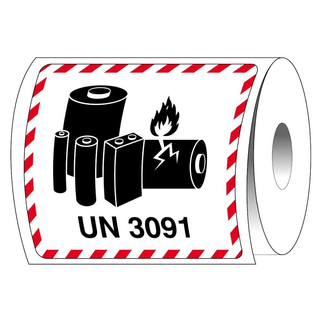 Brady ADR-LBM-UN3491, B-7610, Verpackungsetiketten - Lithiumbatterie-Markierung, Papier, matt, Sch (T/ADM-LBM-UN3091-120X110-1000)