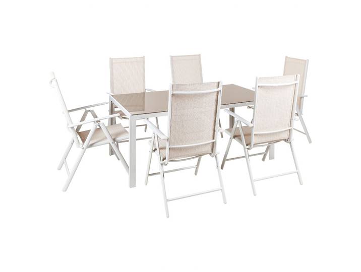 GARTENMÖBEL SET 6-Sitzer Aluminium beige Catania