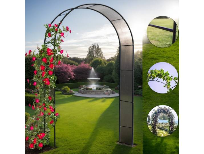 Arc de jardin en métal de 100 pouces, grand cadre en acier robuste, support de fleurs de mariage gothique, cadre d'escalade de pelouse, 1 pièce