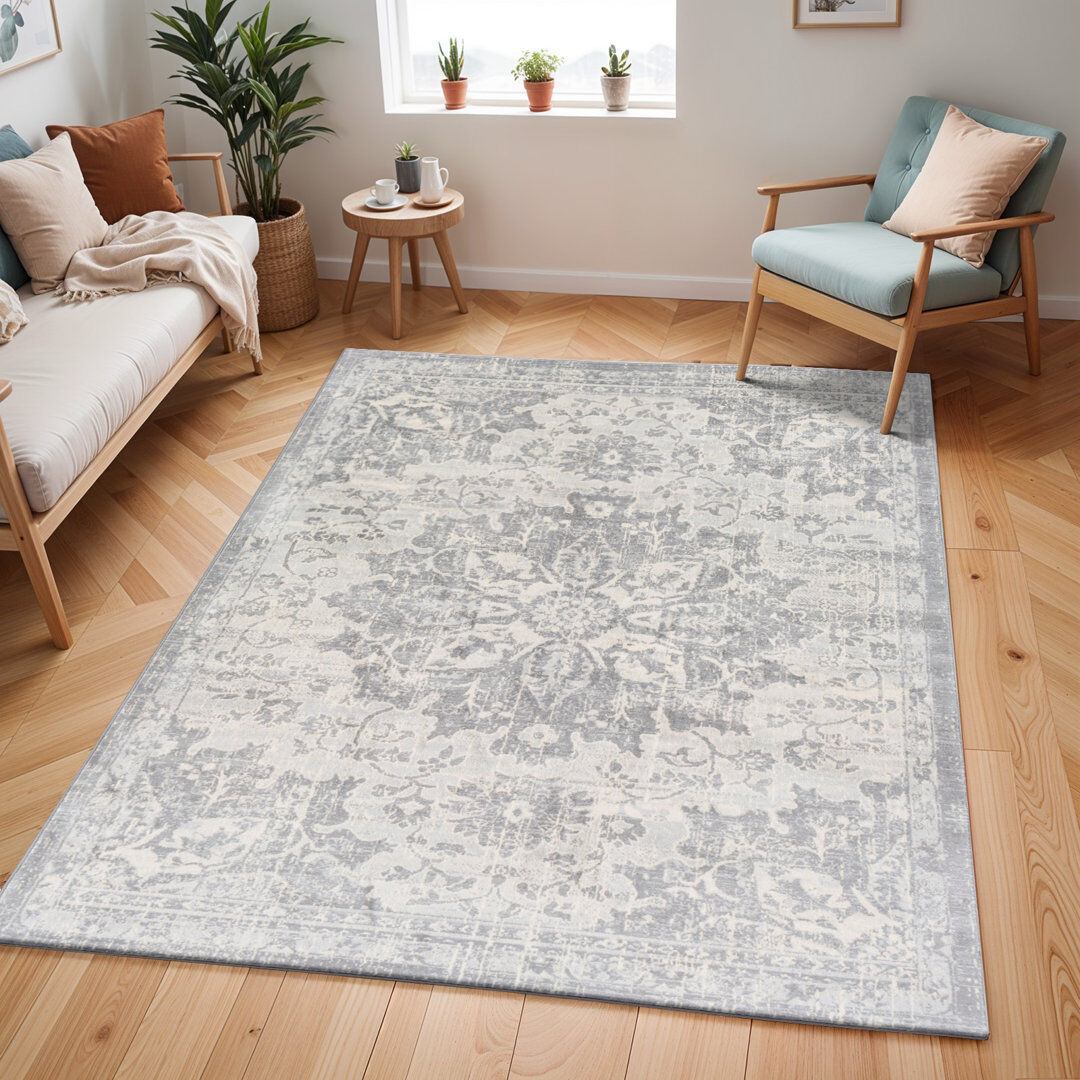 Lark Manor Caelan Grey/Ivory Area Rug Ivory;Gray Rectangle 160 x 220 cm