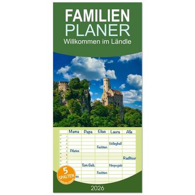 Familienplaner 2026 - Willkommen im Ländle mit 5 Spalten (Wandkalender, 21 x 45 cm) CALVENDO