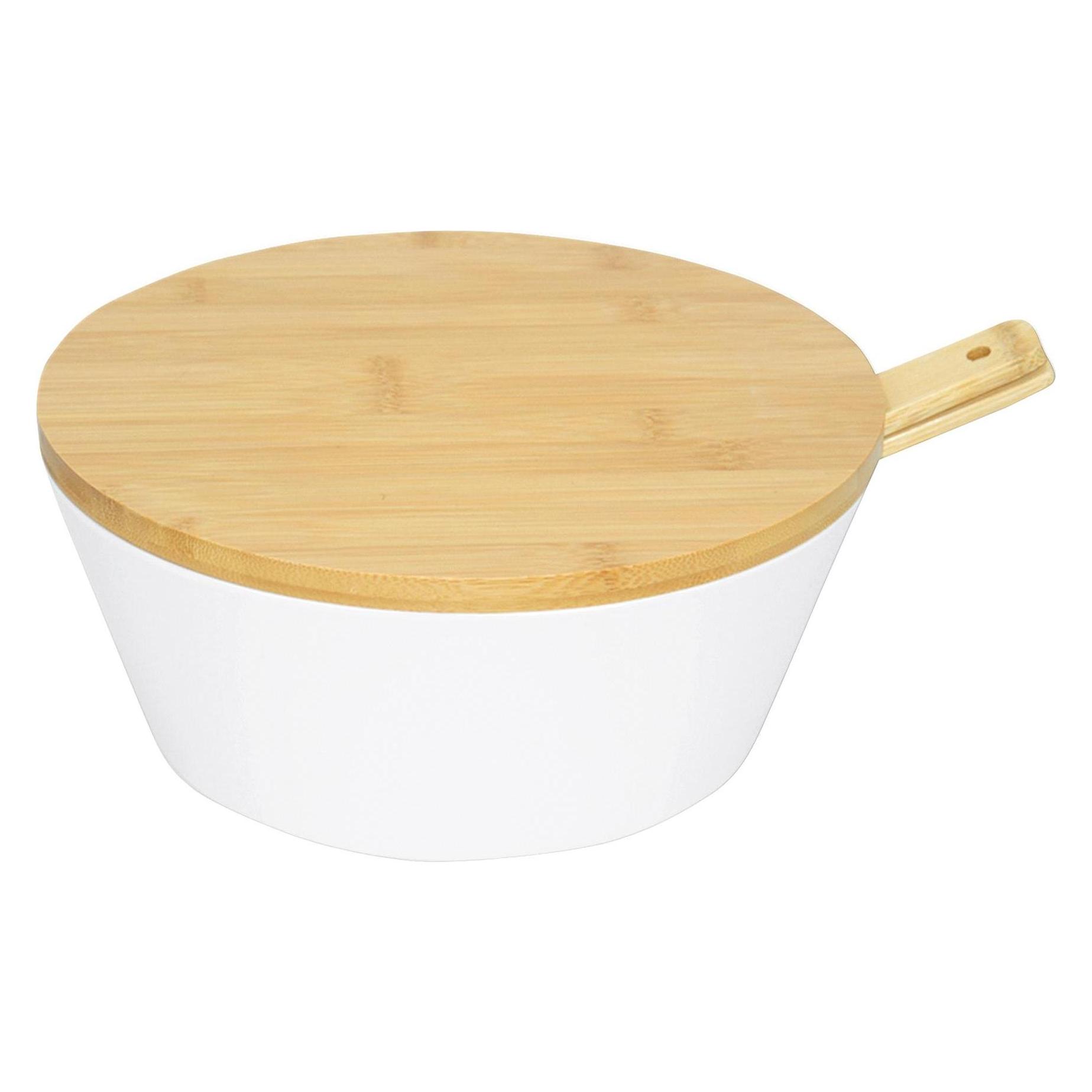 Kesper Obst- & Salatschale mit Besteck & Deckel aus Bambus 26 cm, Höhe 11 cm, Salat Schüssel aus Kun (26 cm, 1x) (KESPER)