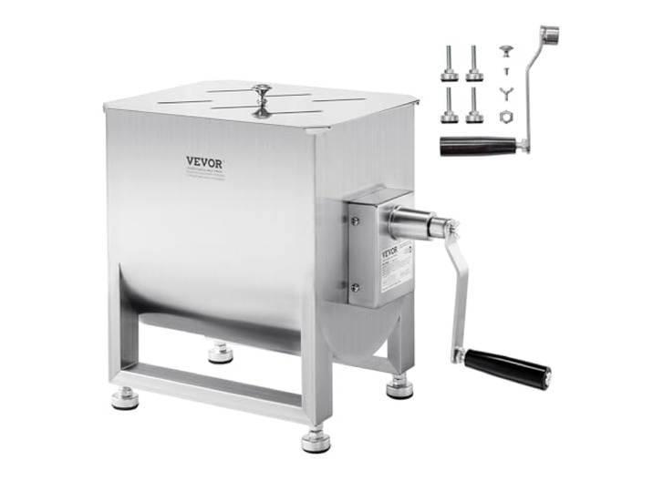 VEVOR manueller Fleischmischer 30 L Fleischverarbeitungsgerät (maximales Mischen von 20,4 kg Fleisch), Fleischmischer aus Edelstahl, Wurstmischer mit Untersetzungsgetriebe, Handmixer für Hackfleisch