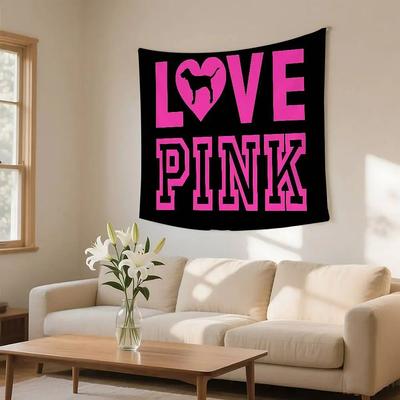 Inspire Select LOVE Pink Wall Tapestry Romantic Polyester Hanging Decor For Bedroom, Living Room & Home Styling z1 24 43 In