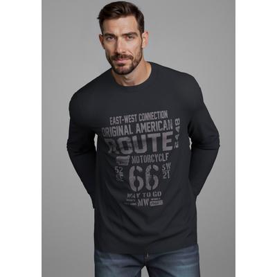 Rundhalsshirt MAN'S WORLD "Neue Kollektion", Herren, Gr. 4XL, schwarz, Single Jersey, Obermaterial: 100% Baumwolle, bedruckt, regular fit, Rundhals, Bündchen, Shirts Rundhalsshirt, mit Bündchen