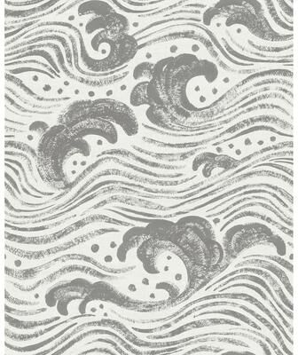 A-Street Prints Swell Charcoal Ocean Wave Wallpaper