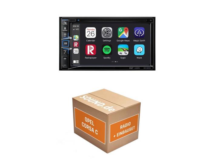 JUST SOUND best choice for caraudio Einbauset Alpine INE-W611D für Opel Corsa C + CDR 2005 Charcoal-Metall Autoradio (RDS, AM/FM Radio, Animiertes Display, Freisprecheinrichtung, 2 DIN)