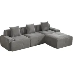 ECKSOFA 266cm L-Form Grau 3-Sitzer ohne Montage