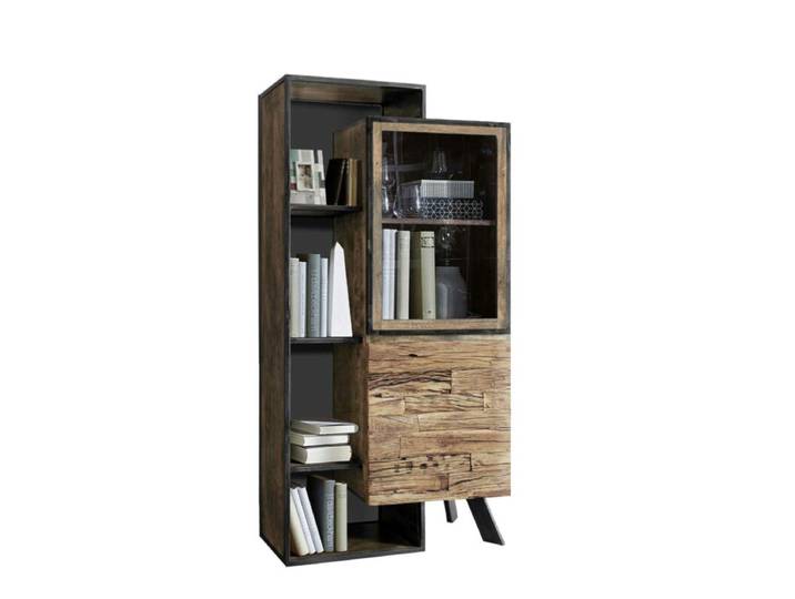 Trendstore Warin Highboard - 90 cm 1 Glastür, 1 Holztür, 4 A