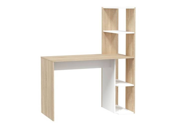 Table du bureau meuble du bureau réversible avec étagère en bois coloris Blanc artik chêne canadien