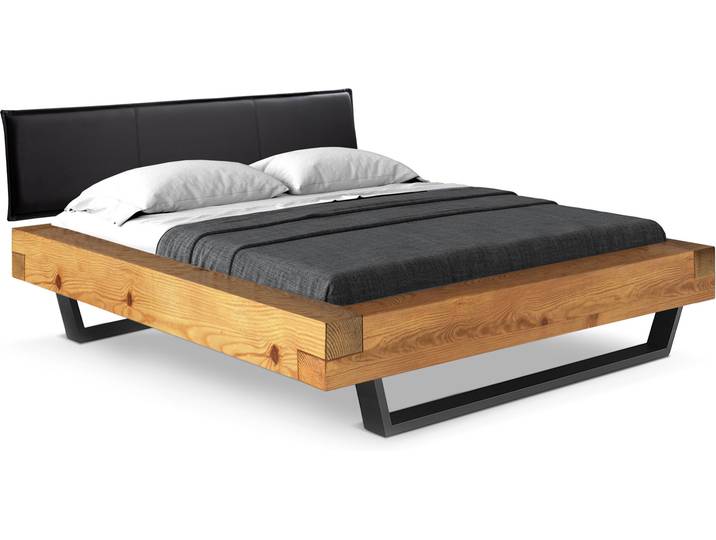 CURBY Balkenbett mit Polsterkopfteil, Kufenfuß, Material