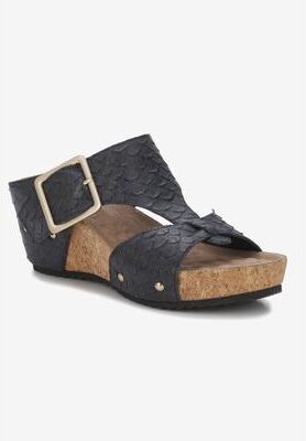 Women's Thea Wedge Sandal by Ros Hommerson in Black Snake Leather (Size 10 M)