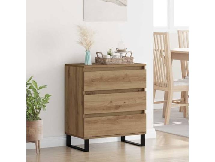 HEFZGDB Modernes Sideboard mit zeitlosem Design, Sideboard zur Aufbewahrung und Dekoration, Artisan-Eiche aus Holzwerkstoff mit Eisenbeinen, mit viel Stauraum für Wohnzimmer