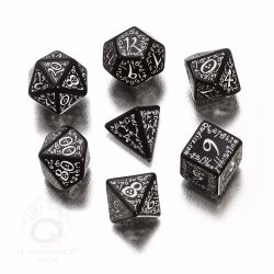 Q-Workshop Elven Würfel - 7 Stück - schwarz und weiss 257580