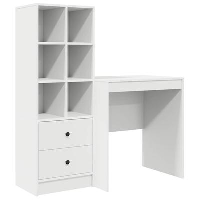 vidaXL Schreibtisch mit Schubladen 2 pcs Weiß