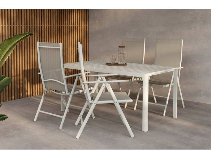 Garten Essgruppe Marlon – 5 bzw 7-teiliges Gartenmöbel-Set in Beige - 5-teilig - Luxusbetten24