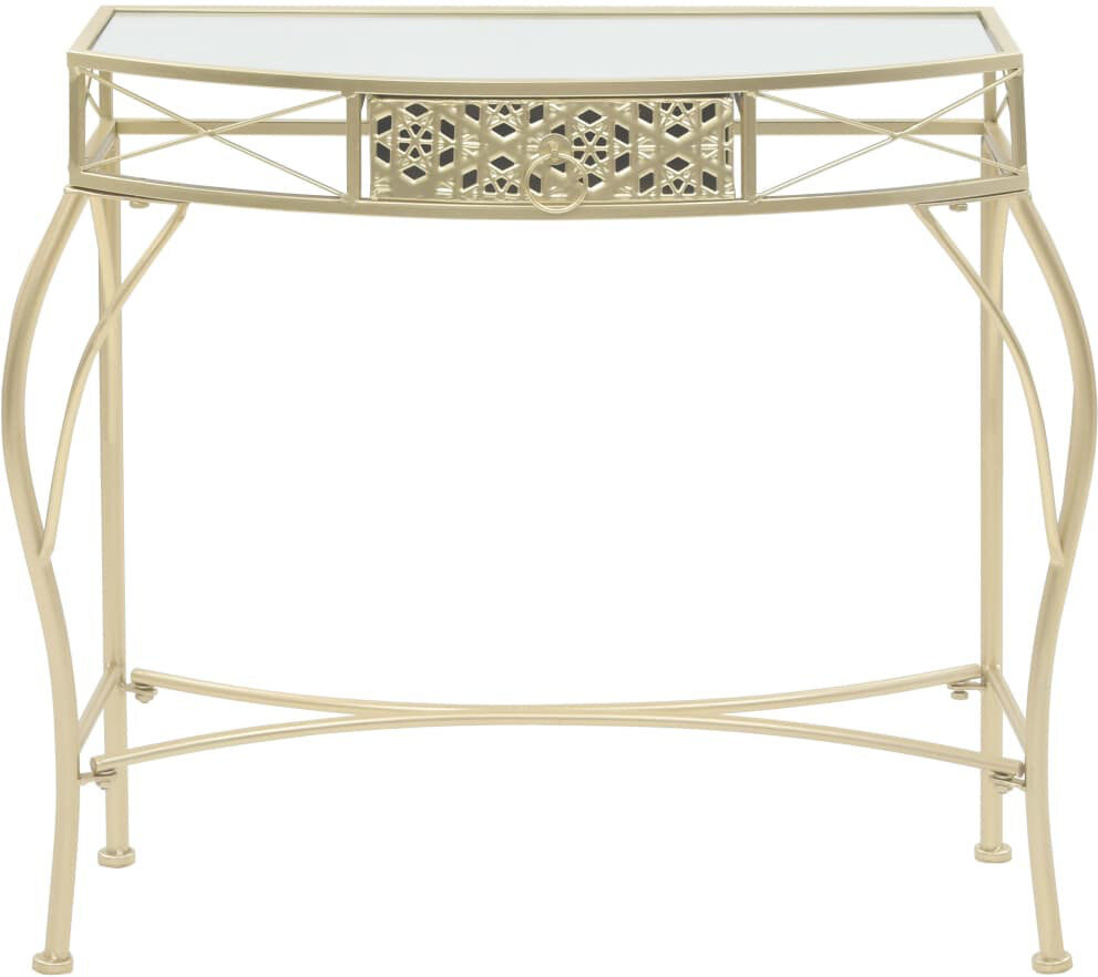 Mercer41 Paola 82 cm W Glass Top Console Table Light Blue 76cm H X 82cm W X 39cm D