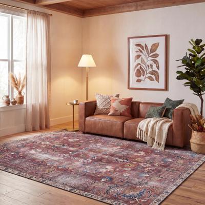 SAFAVIEH Tucson Machine Washable Slip Resistant Lukke Oriental Distressed Rug