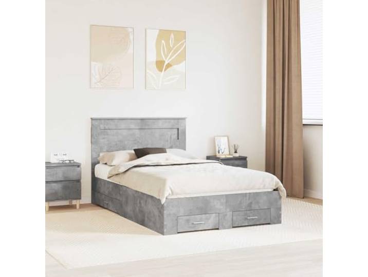 RJPLMFV Bettgestell, Beton, 120 x 190 cm, Holz, Technik Mit Schubladen, inklusive Latten, Metallgriffen, modernes Design