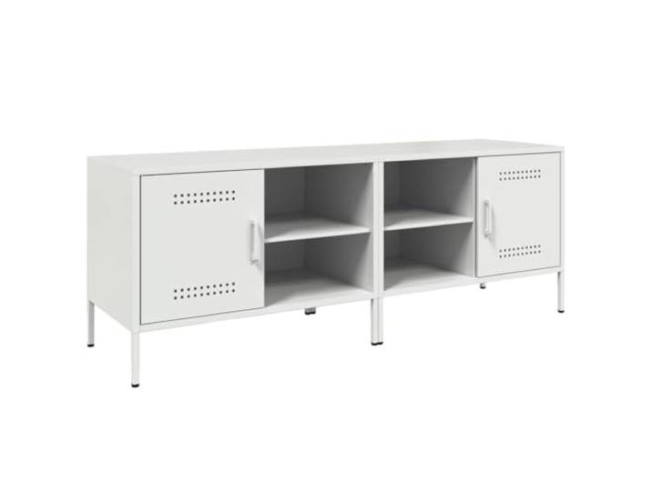 Roanoer TV-Schrank 2er Set Weiß - Metall Lowboard 68x39x50,5 cm Stahl Industrie-Design TV-Möbel aus stabilem Stahl mit Fach und Ablagen für Wohnzimmer & Schlafzimmer.