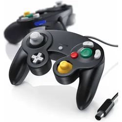 CSL 2x Nintendo Controller, Gamepad für Nintendo GameCube / Wii Vibrationseffekte / ergonomisch (Wii), Gaming Controller, Schwarz