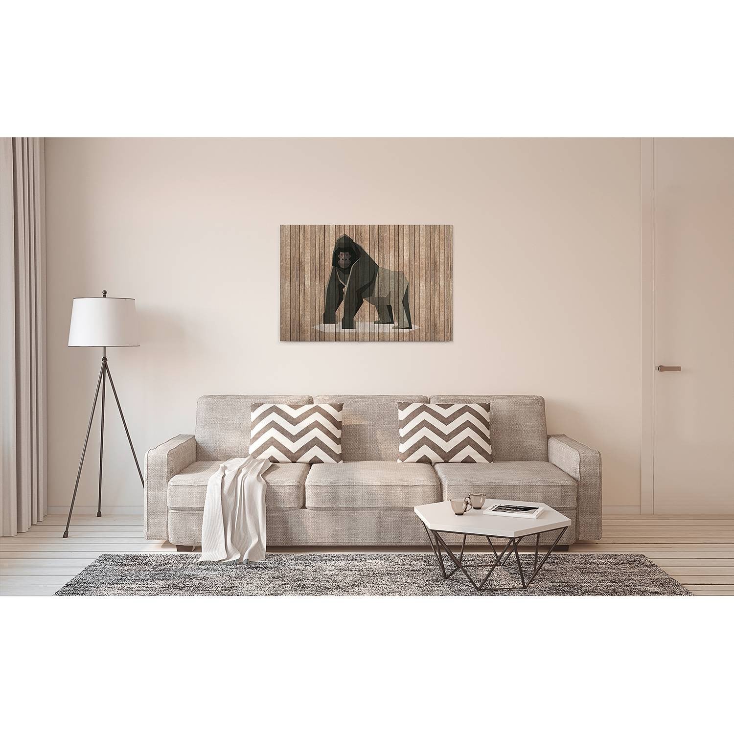 home24 Afbeelding Gorilla Born To Be Wild wanddecoratie bruin B: 90 cm, H: 60 cm