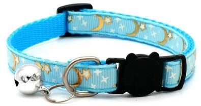 Uplifted Finds Stellar Sparkle Star & Moon Pet Collar sky Blue