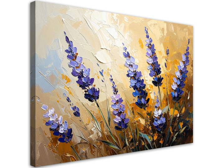 Feeby Leinwandbild Lavendelblüten 90x60cm, Beige, Baum/Pflanze/Natur, Rechteckig, 90x60 cm, Bilder & Rahmen, Bilder, Leinwandbilder