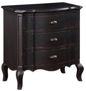Benjara Cherry 30 Inch Nightstand, 3 Drawers, Cabriole Legs, Rubberwood, Black