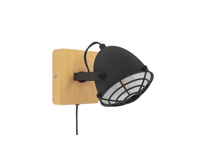 EGLO Deckenstrahler Gatebeck, holz/schwarz, Holz dimmbar, Holz hell, für Wohn- / Esszimmer, Holz
