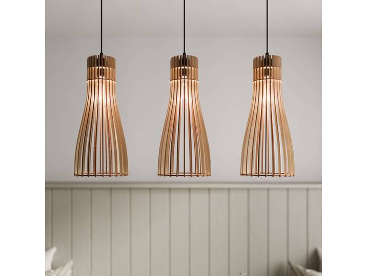 Hängeleuchte Bottle TEMAR LIGHTING, dimmbar, Holz hell, für Wohn- / Esszimmer, Holz, Landhaus / Rustikal