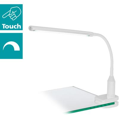 EGLO Klemmleuchte "LAROA Tischlampe, Touchsensor, 4-step dimming, Klemmlampe", weiß, 1, H: 27,5cm, Leuchten, Leselampe, Schreibtischlampe, Büro, Arbeitszimmer, 45x6,5x27,5cm, Klemmleuchte