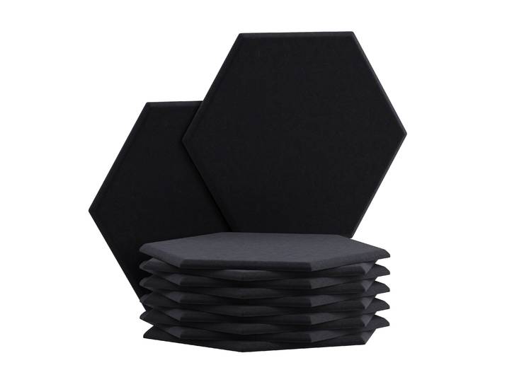 Akustikplatte sechseckig 12er Set 30 x 26 cm schwarz