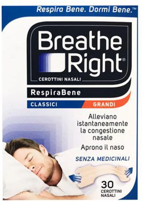 E.FA.S. SpA Breathe Right Original Cerotti Nasali Classici Grandi - Sollievo Congestione, 30 Pezzi