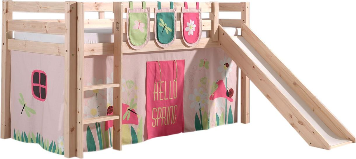 Spielbett Pino mit Rutsche und Textilset Kiefer Natur