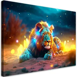 WANDBILD neon lion abstrakt natur