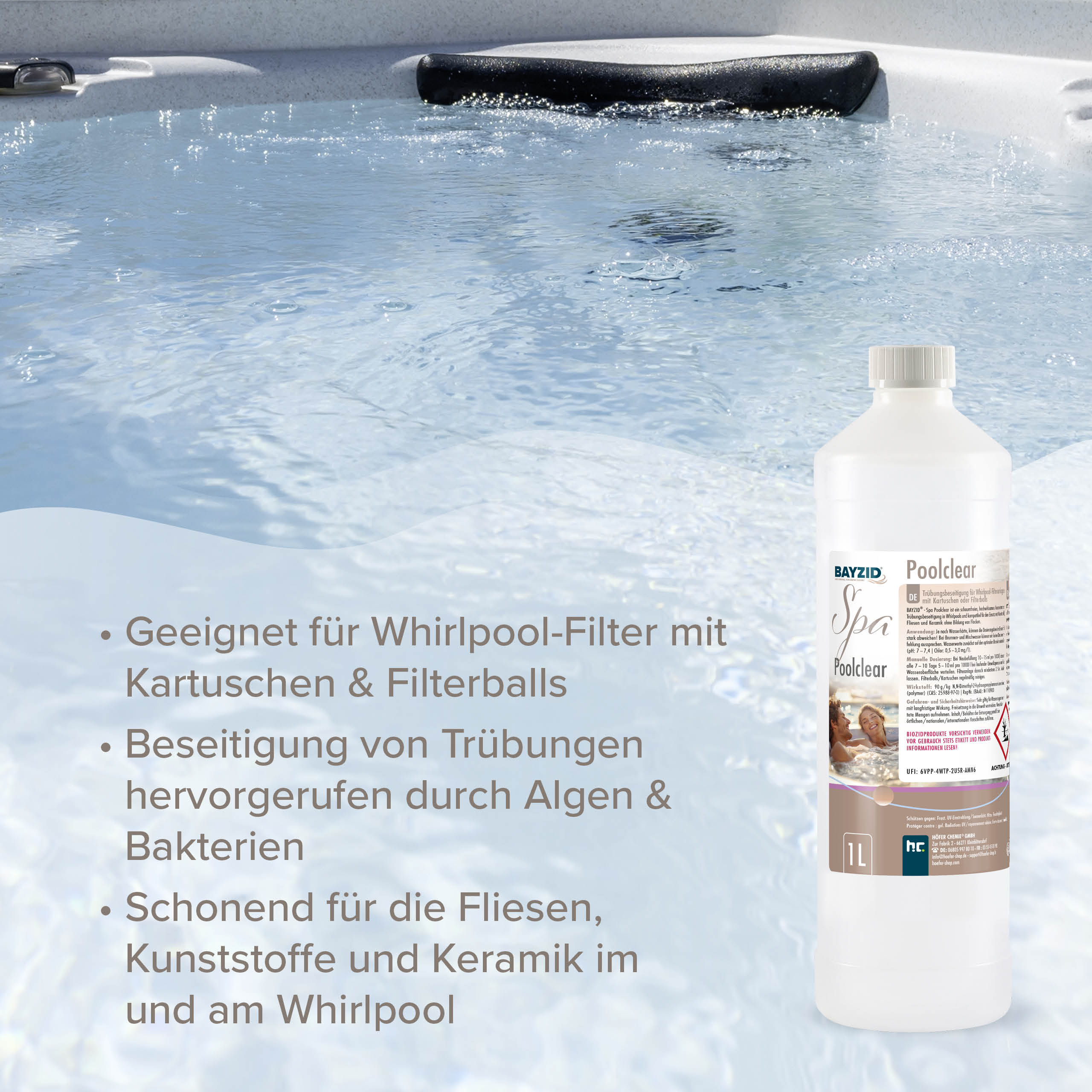 Höfer Chemie GmbH 1x 1 L 1L de  SPA Poolclear pour l'élimination des turbidités