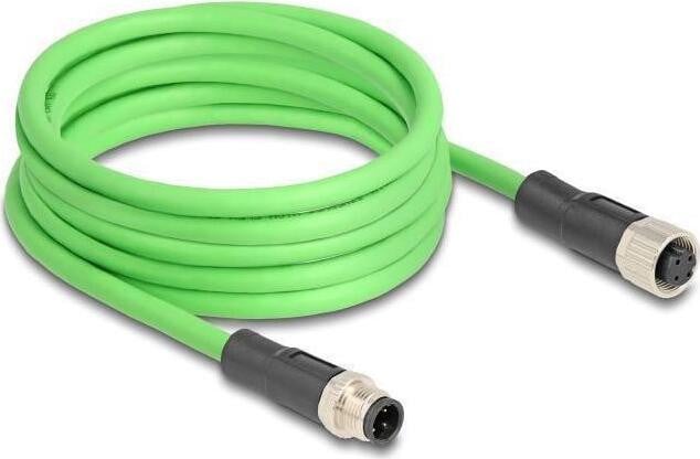 Delock M12-kabel D-gecodeerd 4-polige stekker naar connector PUR TPU 5 meter