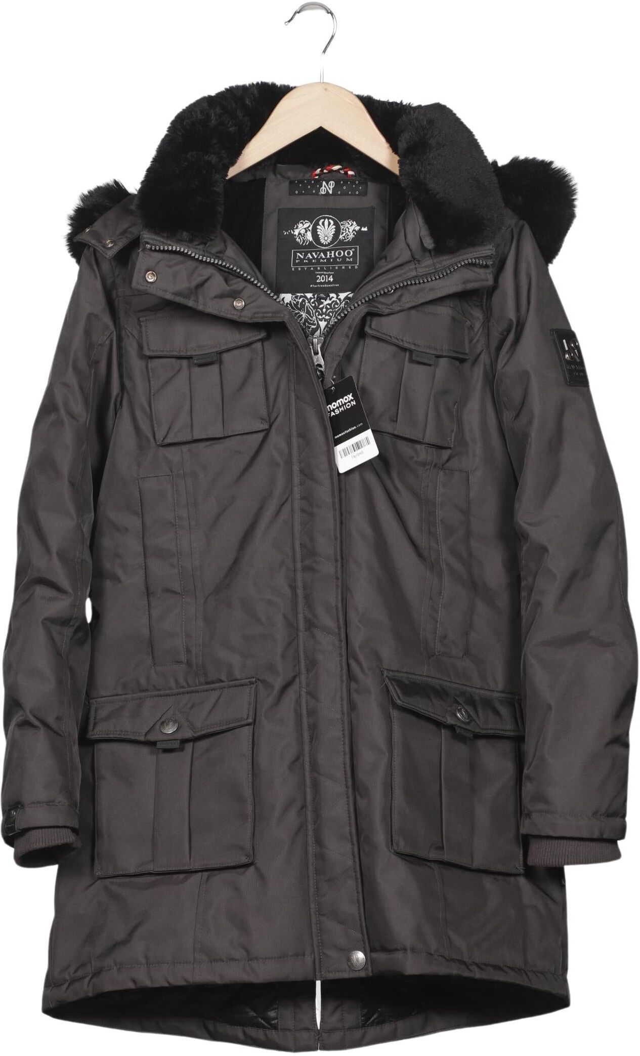 Navahoo Damen Mantel, Grau, Gr. XL, Synthetik - Second Hand