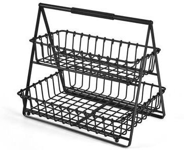 Gourmet Basics by Mikasa Flax 2-Tier Basket, Black/Wire