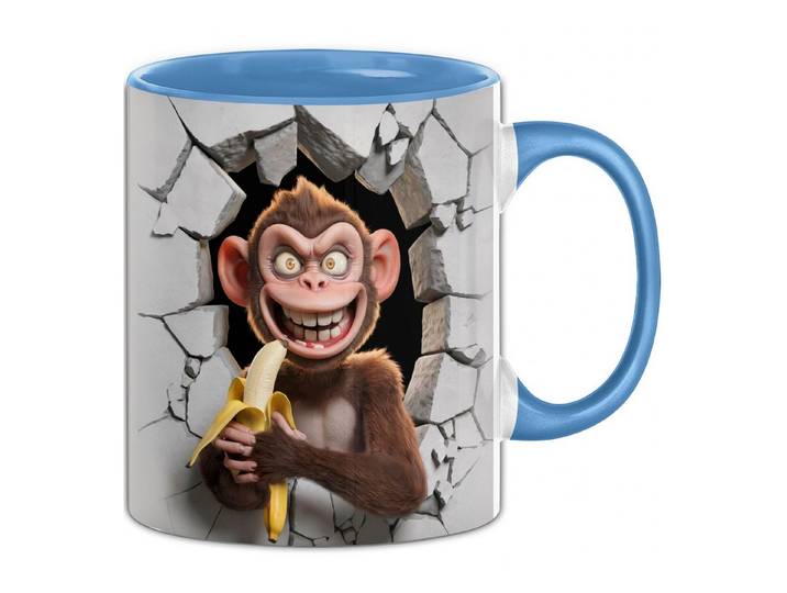 Trendation Tasse 3D Affe Tasse Geschenk Affe Durchbruch Wand Grafik Geschenkidee für