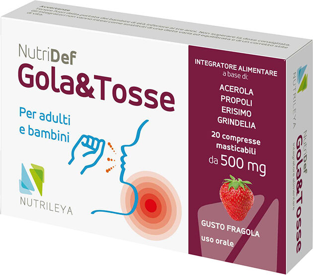 NUTRILEYA Srl NutriDef Gola&Tosse, 20 compresse masticabili da 500 mg